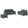 vidaXL 3 Piece Sofa Set with Cushions Dark Grey Fabric