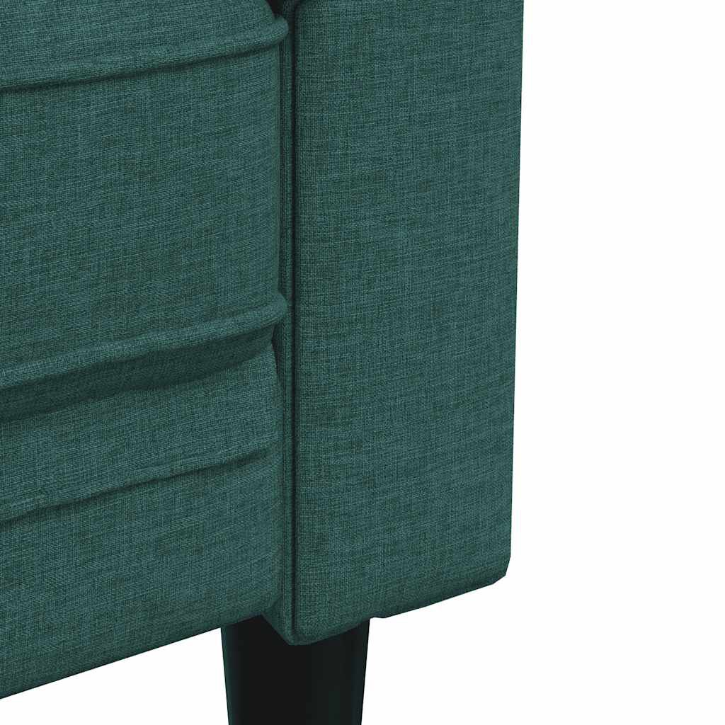vidaXL Chesterfield Sofa 3-Seater Dark Green Fabric