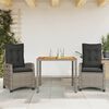vidaXL 7 Piece Garden Dining Set with Cushions Grey Poly Rattan