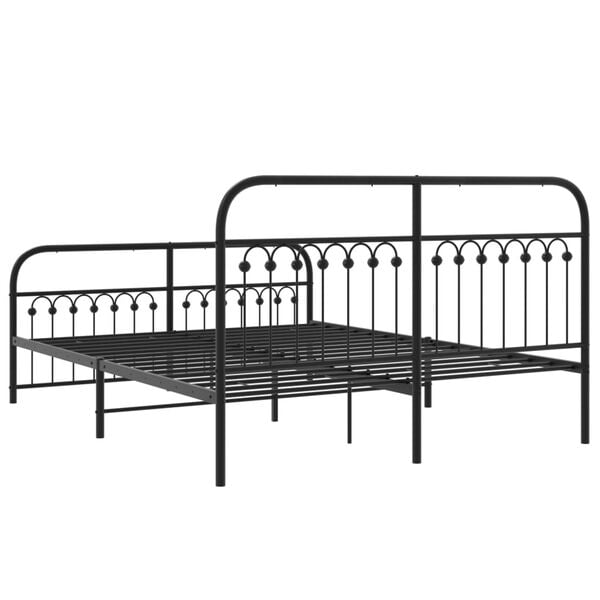 vidaXL Metal Bed Frame without Mattress with Footboard Black 150x200cm