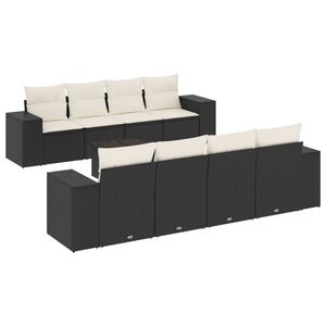 vidaXL 9 Piece Garden Sofa Set with Cushions Black Poly Rattan