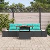 vidaXL Garden Sofa Set with Storage 5 pcs Black Poly rattan