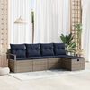 vidaXL Sofa Set with Cushion Manual 5 pcs Grey and Navy Poly Rattan