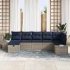 vidaXL Garden Sofa Set with Cushion 7 pcs Grey Poly Rattan