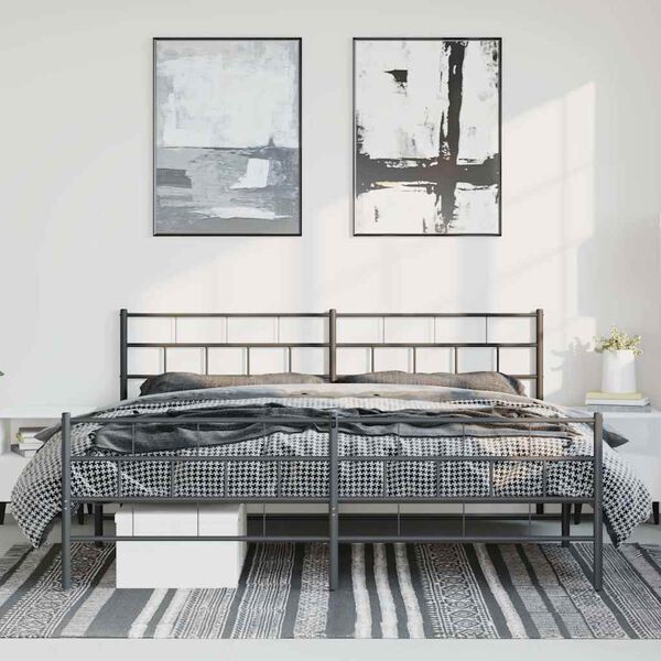 vidaXL Metal Bed Frame without Mattress with Footboard Black 183x213cm