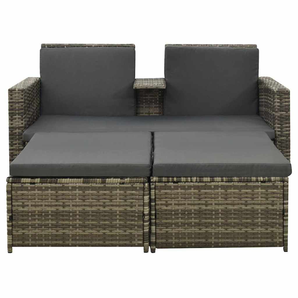vidaXL 3 Piece Garden Lounge Set with Cushions Poly Rattan Grey
