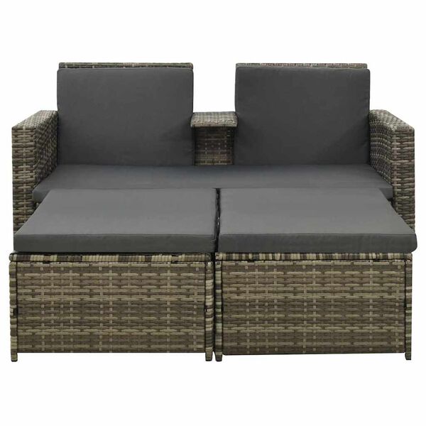 vidaXL 3 Piece Garden Lounge Set with Cushions Poly Rattan Grey