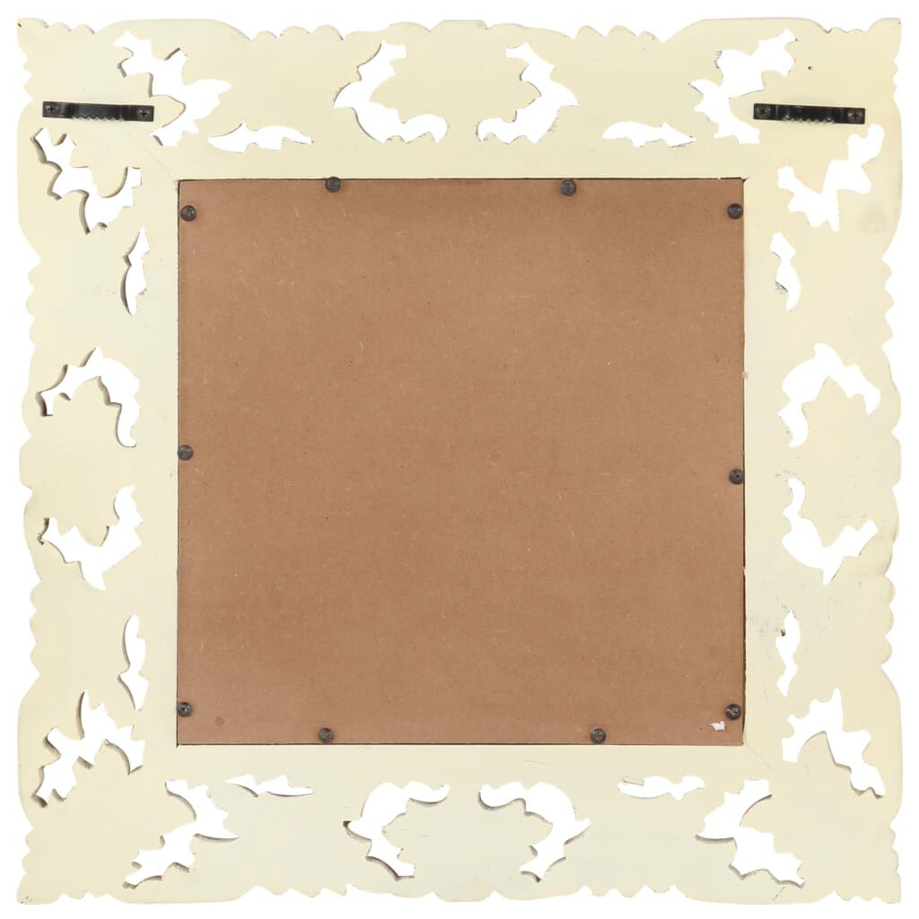 vidaXL Hand Carved Mirror White 50x50 cm Solid Mango Wood