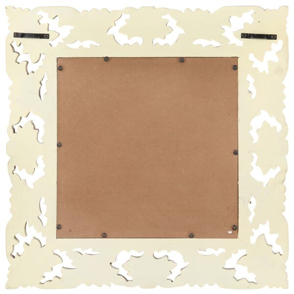 vidaXL Hand Carved Mirror White 50x50 cm Solid Mango Wood