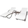 vidaXL Sun Loungers 2 pcs with Table Poly Rattan Brown
