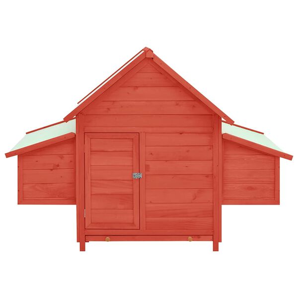 vidaXL Chicken Coop Red and White 150x96x110 cm Solid Firwood