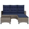 vidaXL 3 Piece Garden Sofa Set with Cushions L-shaped Grey Poly Rattan
