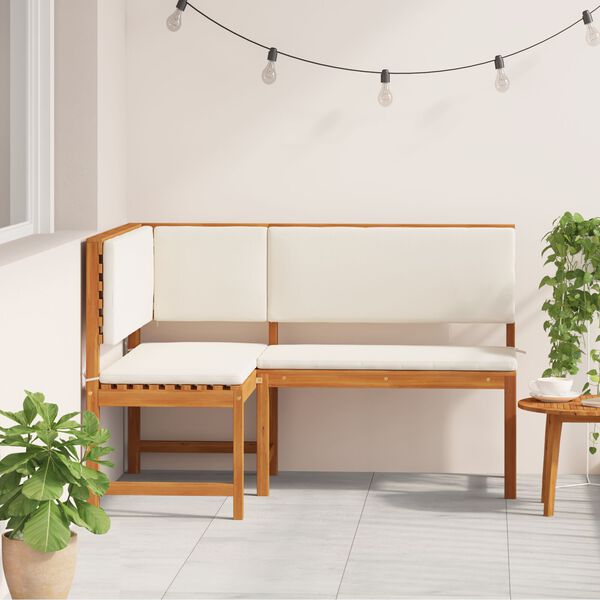 vidaXL Garden Corner Bench with Cushions 140x100x91 cm Solid Wood Acacia