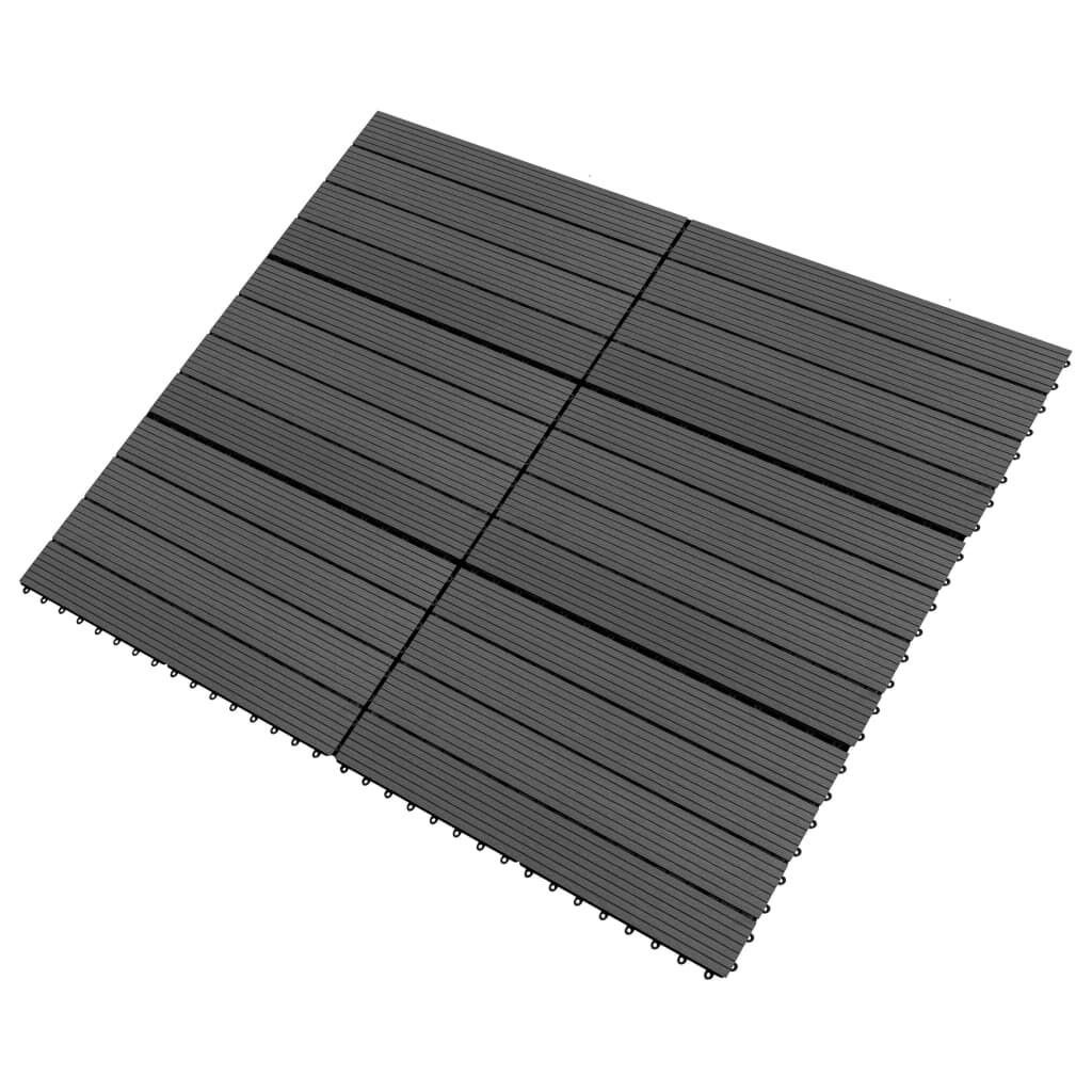 vidaXL Decking Tiles 6 pcs WPC 60x30 cm 1.08 m² Black