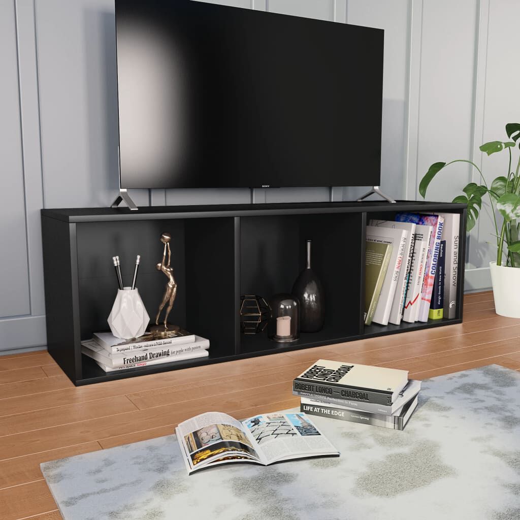 vidaXL Book Cabinet/TV Cabinet Black 36x30x114 cm Engineered Wood
