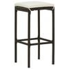 vidaXL 3 Piece Garden Bar Set with Cushions Poly Rattan Brown
