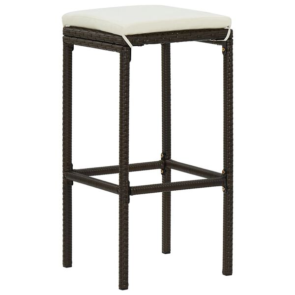 vidaXL 3 Piece Garden Bar Set with Cushions Poly Rattan Brown