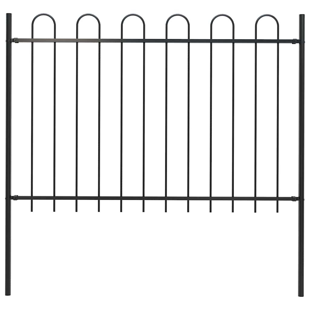 vidaXL Garden Fence with Hoop Top Steel 181x120 cm Black