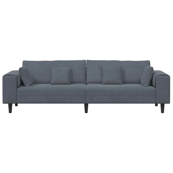 vidaXL Velvet Sofa with Cushion Dark Grey 208 cm Velvet