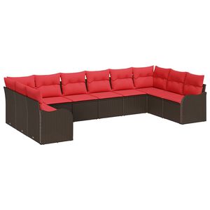 vidaXL Sofa Set with Cushion 10 pcs Brown Polyester