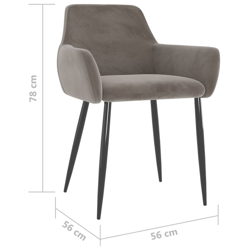 vidaXL Dining Chairs 2 pcs Light Grey Velvet