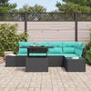 vidaXL Garden Sofa Set with Cushion with Storage 6 pcs Black and blue