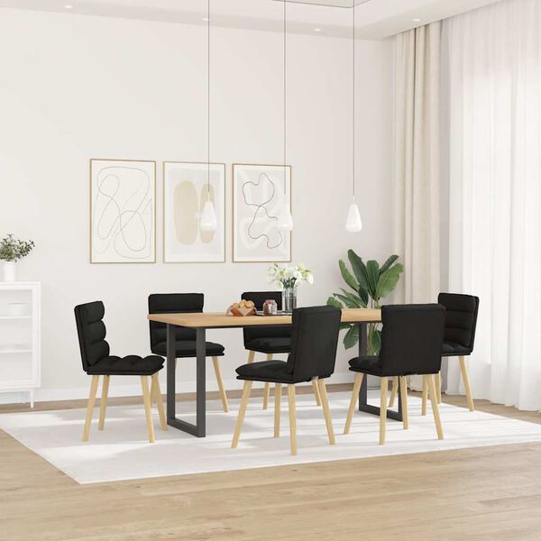 vidaXL Dining Chairs 6 pcs Black Fabric