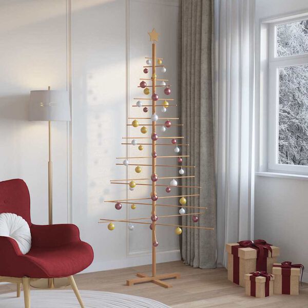 vidaXL Wooden Christmas Tree with Stand Brown 210 cm Bamboo