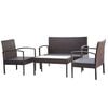 vidaXL 4 Piece Garden Lounge Set with Cushions Poly Rattan Brown