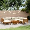 vidaXL 8 Piece Garden Lounge Set with Cream Cushion Solid Acacia Wood