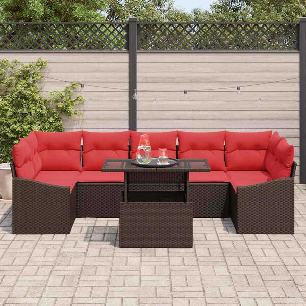 vidaXL Garden Sofa Set Manual 8 pcs Brown and red 100 x 55 x 73 cm