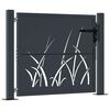 vidaXL Garden Gate Anthracite 100x75 cm Steel Grass Design