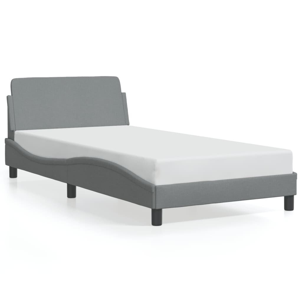 vidaXL Bed Frame without Mattress Light Grey 100x190 cm Fabric