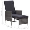 vidaXL Reclining Garden Chair with Cushions Poly Rattan Grey