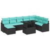vidaXL Garden Sofa Set with Cushion 9 pcs Black Poly Rattan
