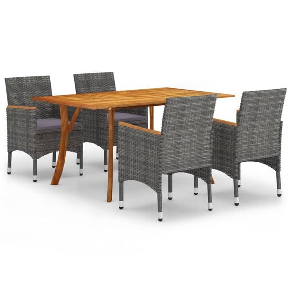 vidaXL 5 Piece Garden Dining Set Grey
