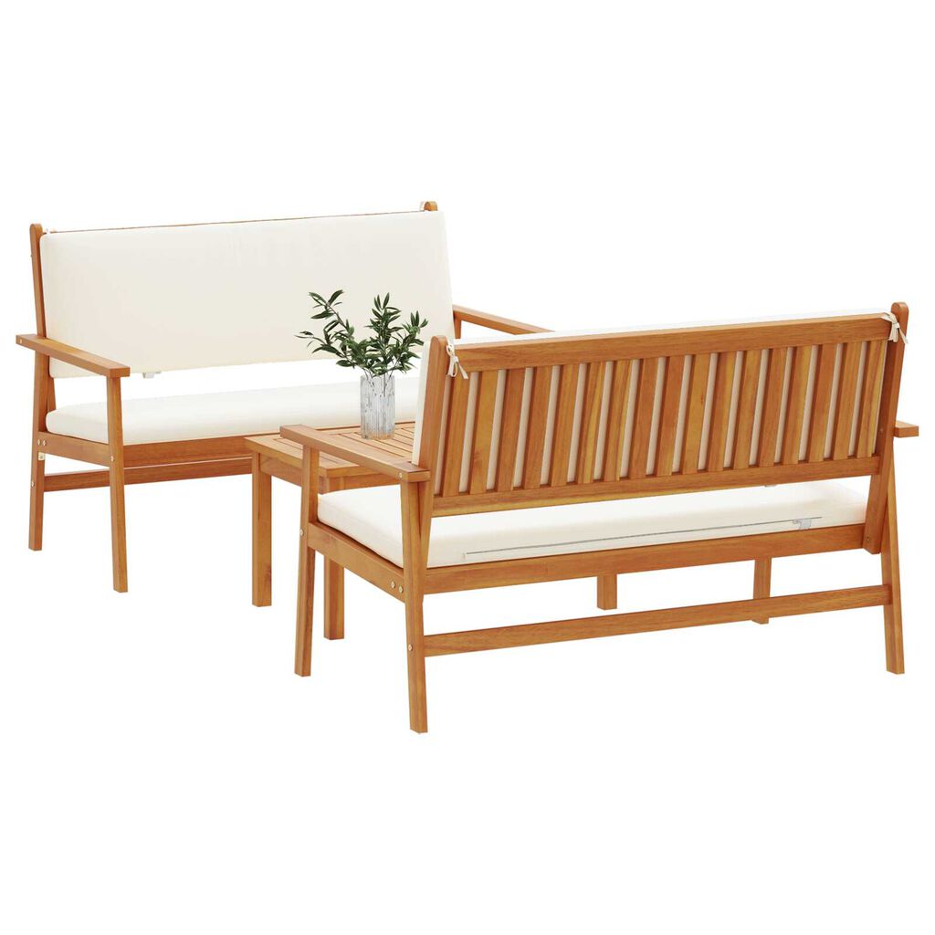 vidaXL Garden Sofa Set 3 pcs Brown 75 x 45 x 38cm Solid Acacia wood