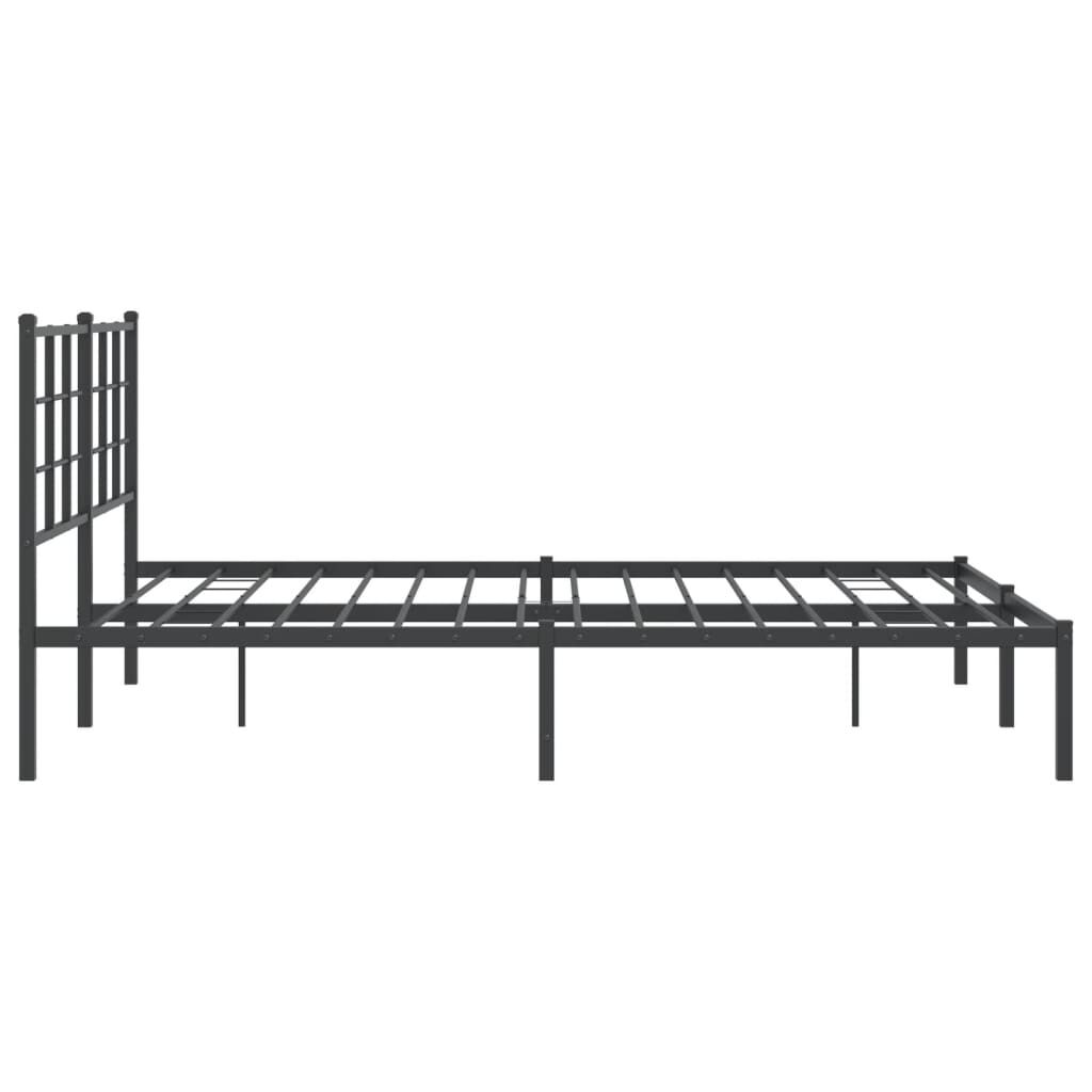 vidaXL Metal Bed Frame without Mattress with Headboard Black 150x200cm