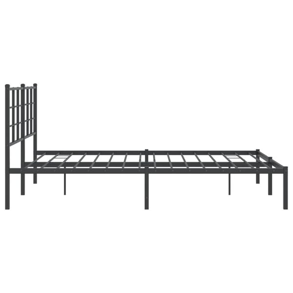 vidaXL Metal Bed Frame without Mattress with Headboard Black 150x200cm