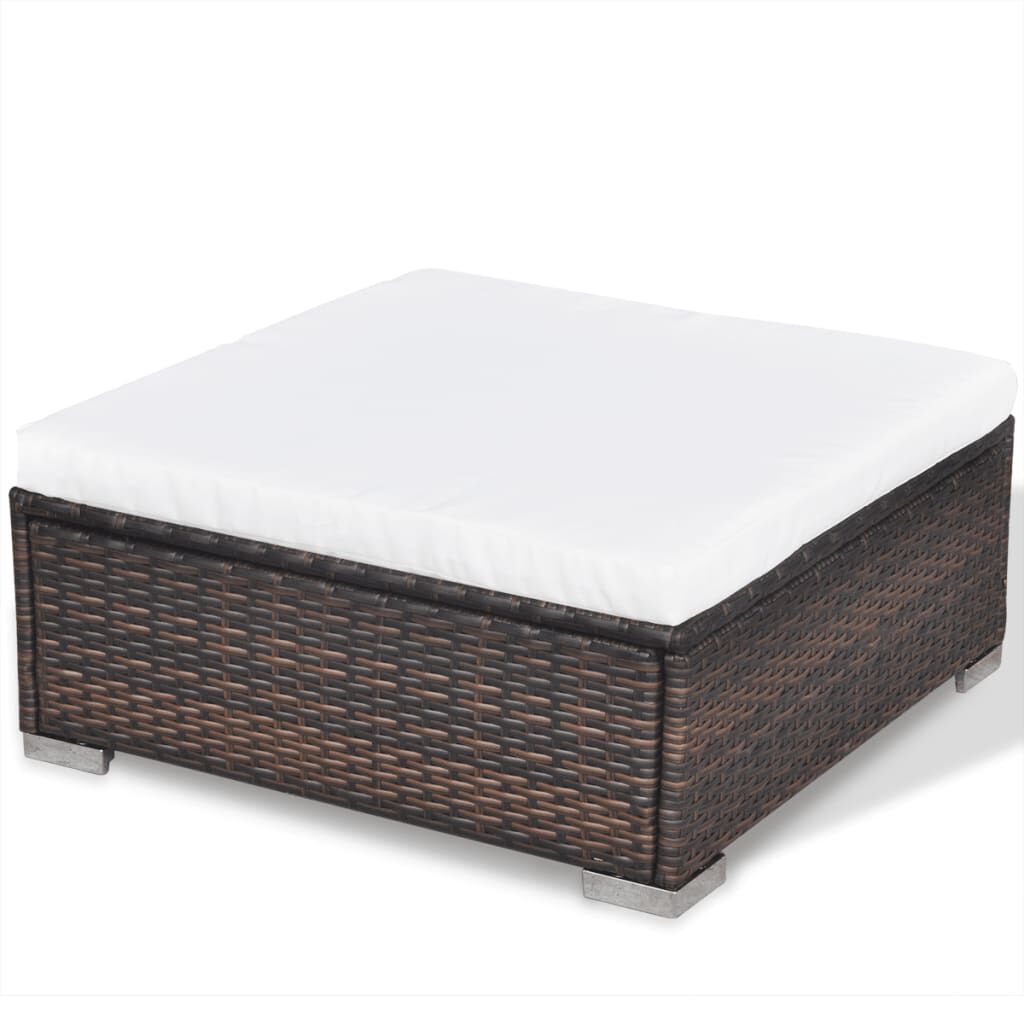 vidaXL 5 Piece Garden Lounge Set with Cushions Poly Rattan Brown
