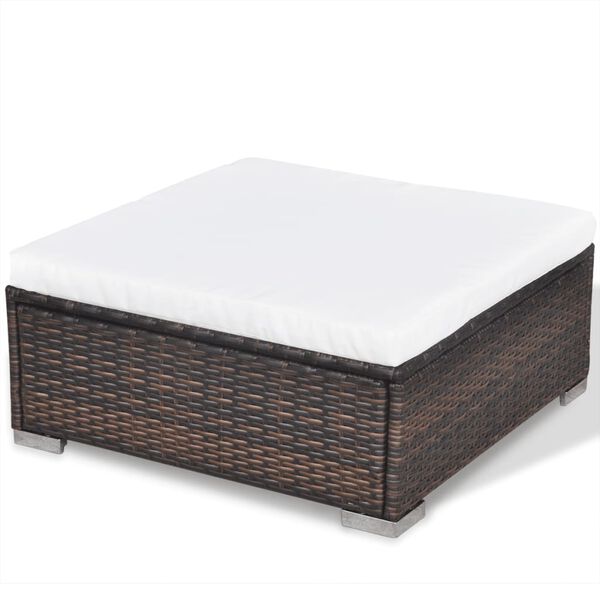 vidaXL 5 Piece Garden Lounge Set with Cushions Poly Rattan Brown