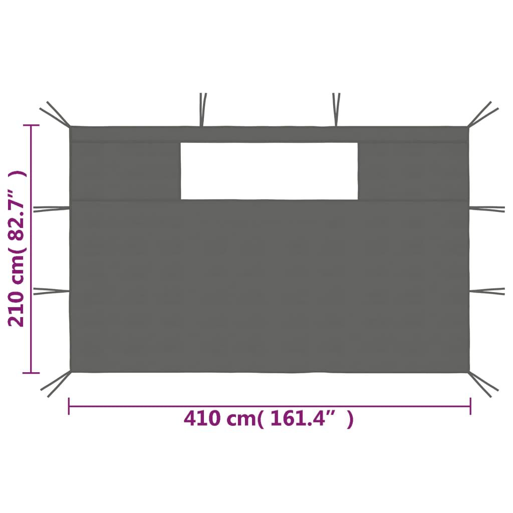 vidaXL Gazebo Sidewalls with Windows 2 pcs Anthracite