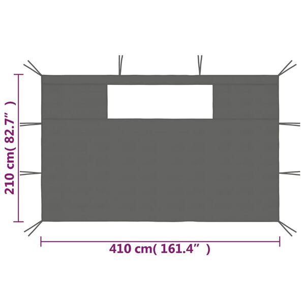 vidaXL Gazebo Sidewalls with Windows 2 pcs Anthracite