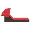 vidaXL Double Sun Lounger with Canopy and Cushions Brown Poly Rattan