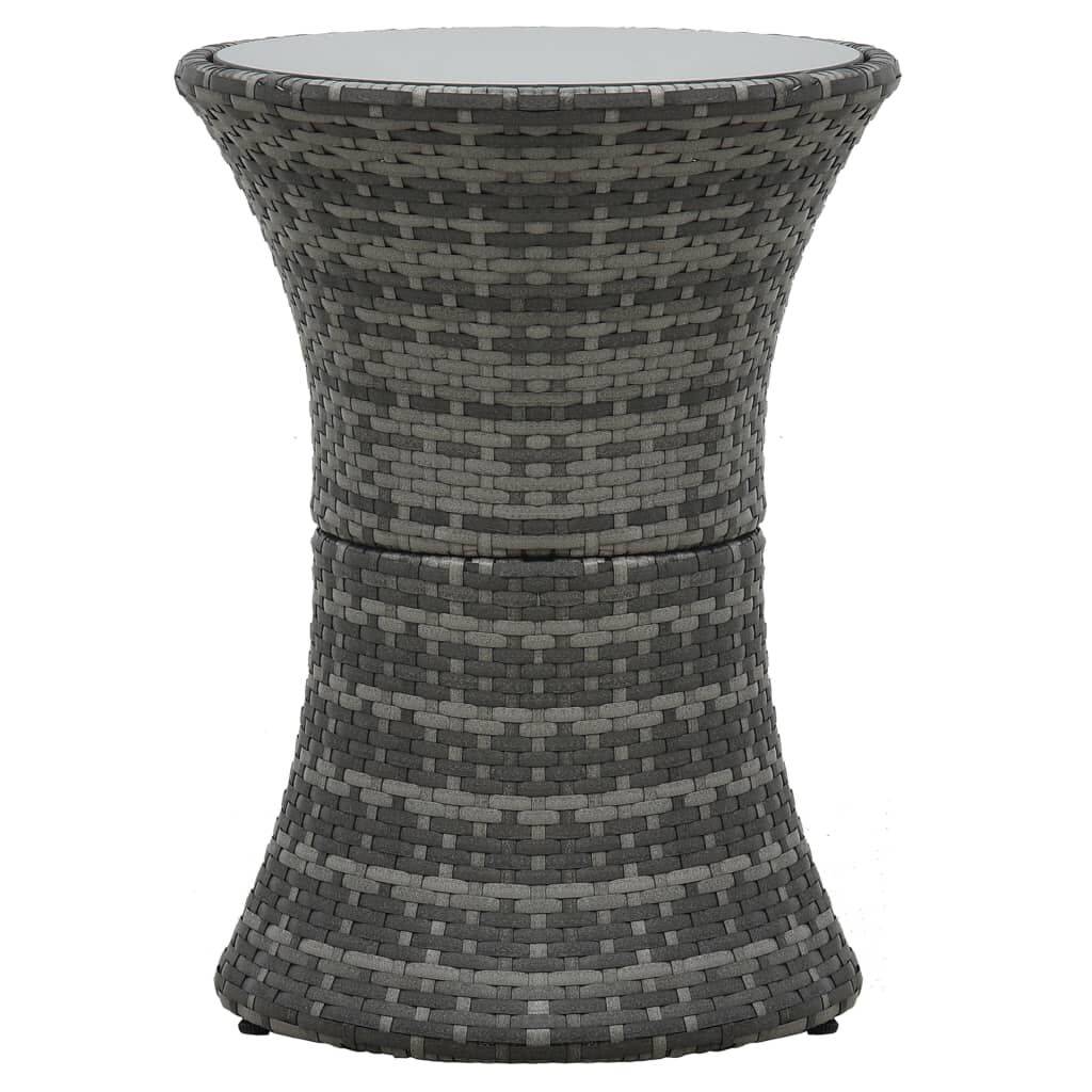 vidaXL Garden Side Table Drum Shape Grey Poly Rattan