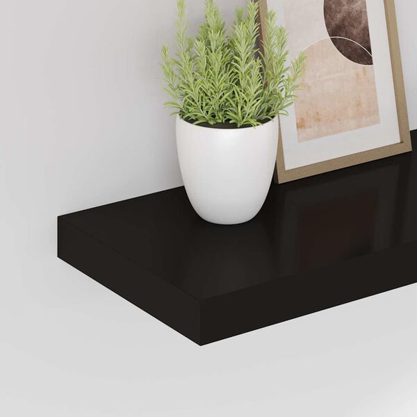 vidaXL Floating Wall Shelves 2 pcs Black 50x23x3.8 cm MDF