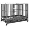 vidaXL Dog Cage with Wheels Steel 92x62x76 cm