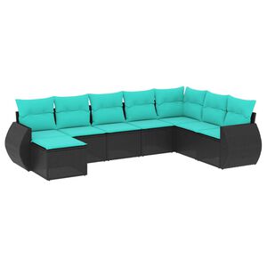 vidaXL 8 Piece Garden Sofa Set with Cushions Black Poly Rattan