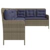 vidaXL Garden Sofa with Cushions L-Shaped Grey Poly Rattan