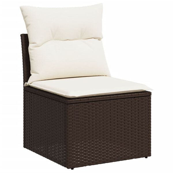 vidaXL 9 Piece Garden Sofa Set with Cushions Brown Poly Rattan